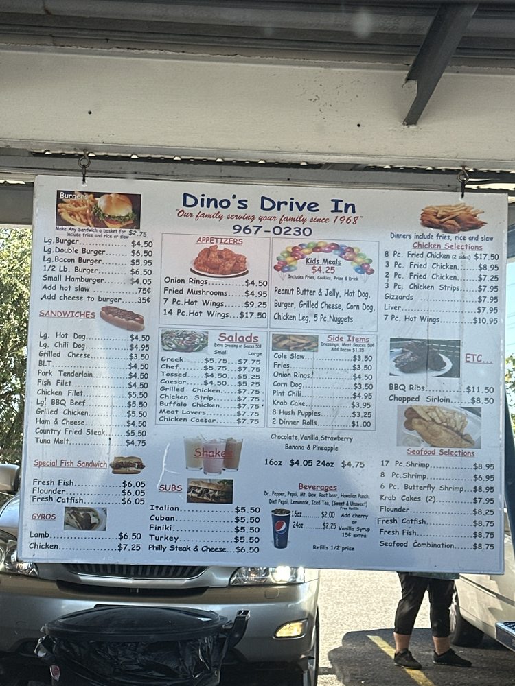 Dino's Drive-In Menu - Image 1